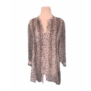 Cynthia Steffe animal print Sheer 3/4 Sleeves Tunic blouse Size Small